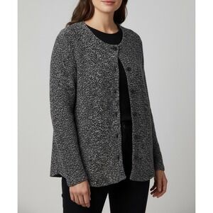 Alfred Dunner VTG Cardigan Sweater shacket 18W Black White Textured Made in USA